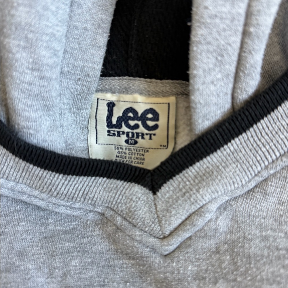 Mets New York Lee Men’s Gray Hooded V-Neck Sweater with Black Trim